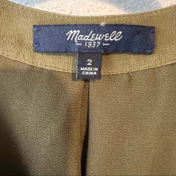 Madewell 100% silk army green Moonset dress size 2 - Picture 5 of 7